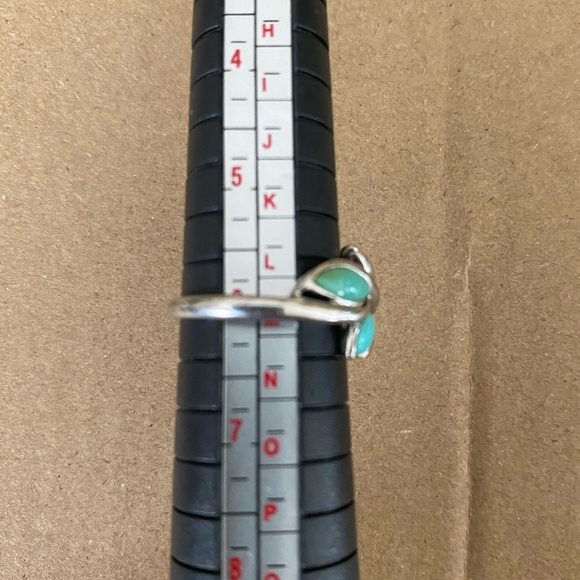 Vintage Designer EA Turquoise Sterling Silver Ring - Size 6 - Picture 9 of 15